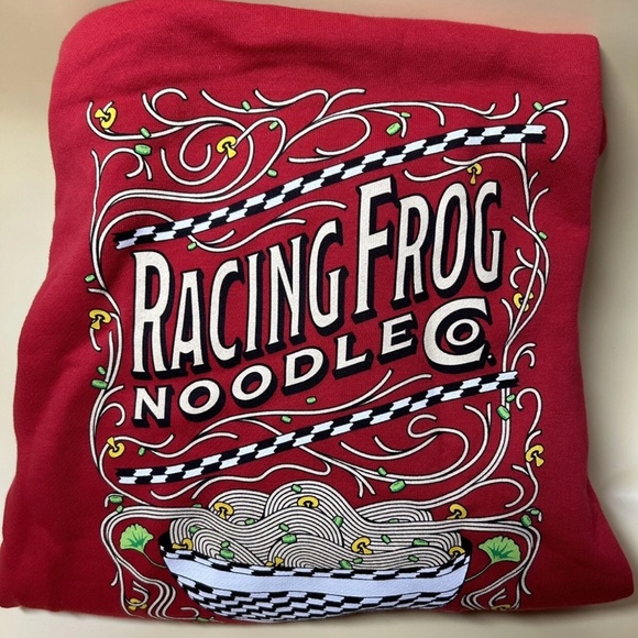 Meow Wolf Racing Frog Noodle Company Red Frog Unisex Hoodie XS Extra-Small - Picture 1 of 2